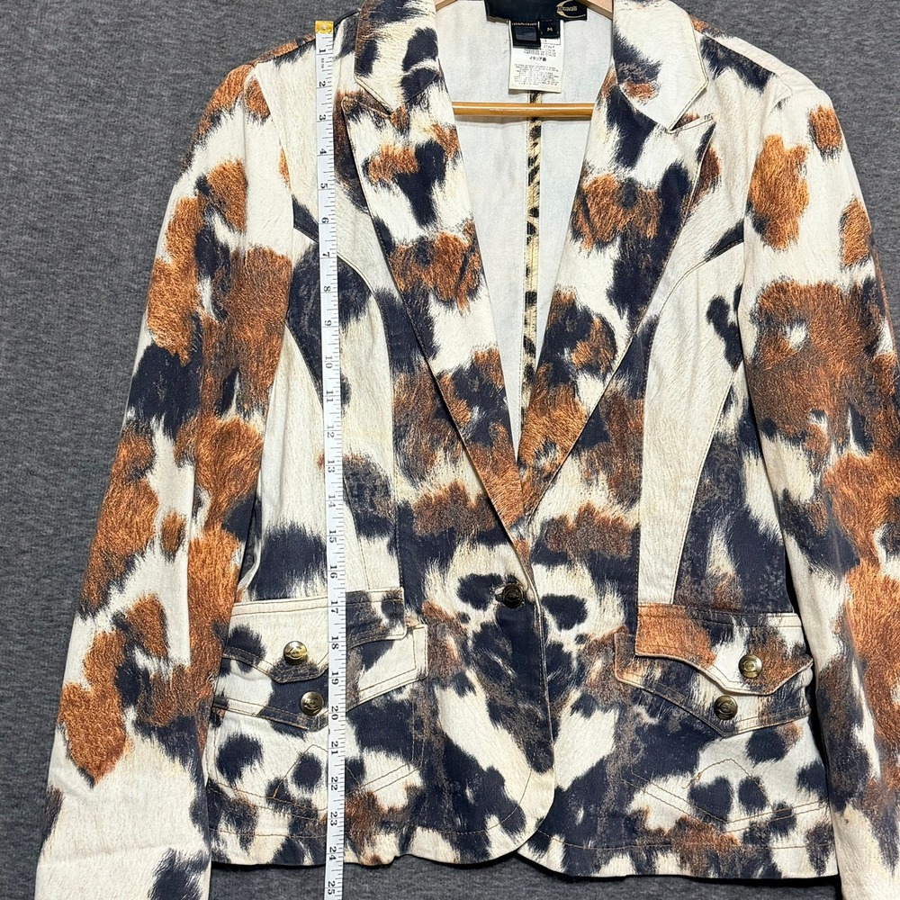 Vintage Just Cavalli Women Blazer M Cowhide Animal Printed Y2K Western Indie - Picture 5 of 16